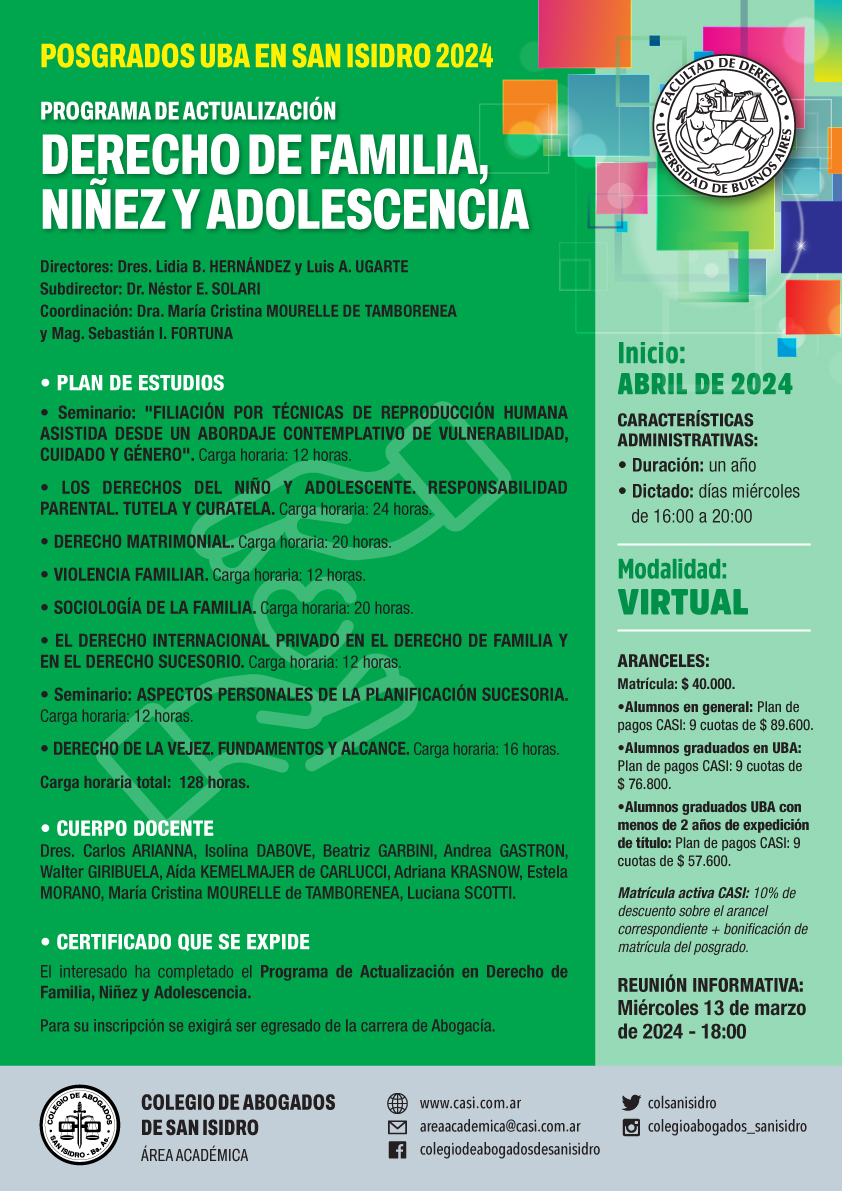 Derecho de Familia, Niñez y Adolescencia 2024