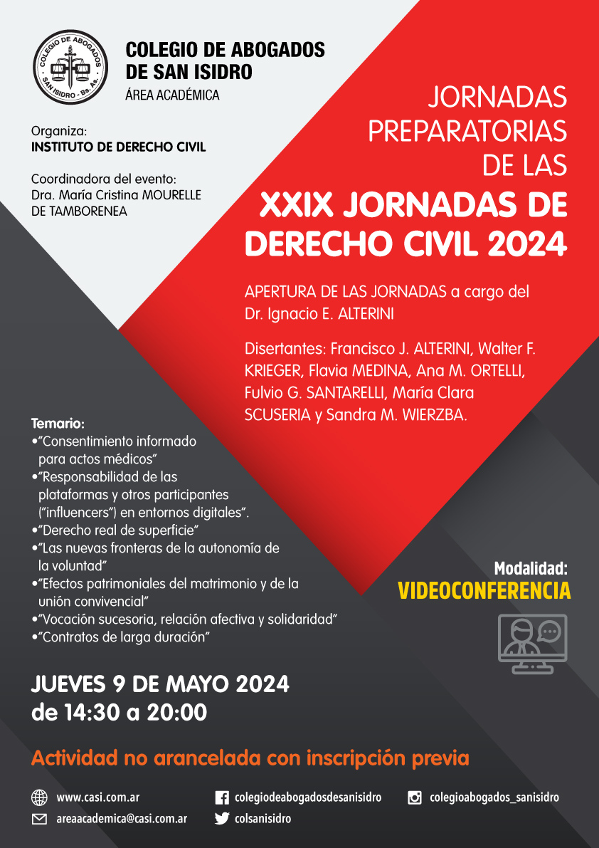 jornadas preparatorias de las XXIX jornadas de derecho civil 2024