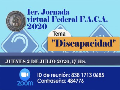 Invitación. Primera Jornada Federal virtual, Discapacidad 2020