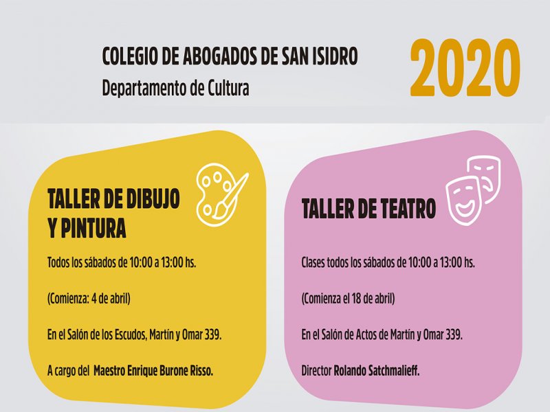 Días y horarios de los Talleres de Cultura  2020
