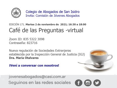 Café de las Preguntas -virtual- CLXXI: 2 de noviembre de 2021, 16:30