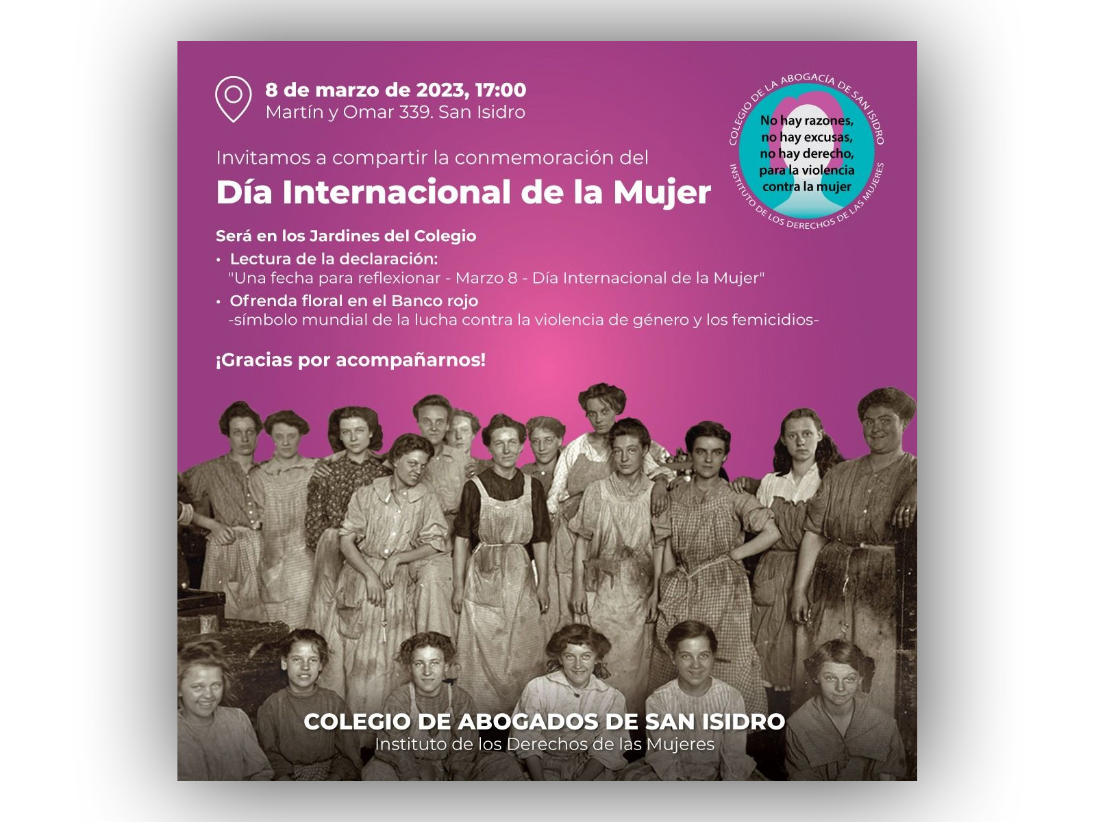 Invitación. Conmemoración del 8 de marzo, Día Internacional de la Mujer 