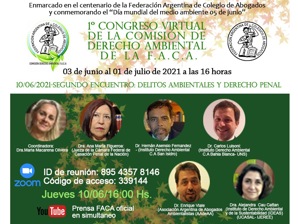 Primer Congreso virtual de la Comisión de Derecho Ambiental de  FACA