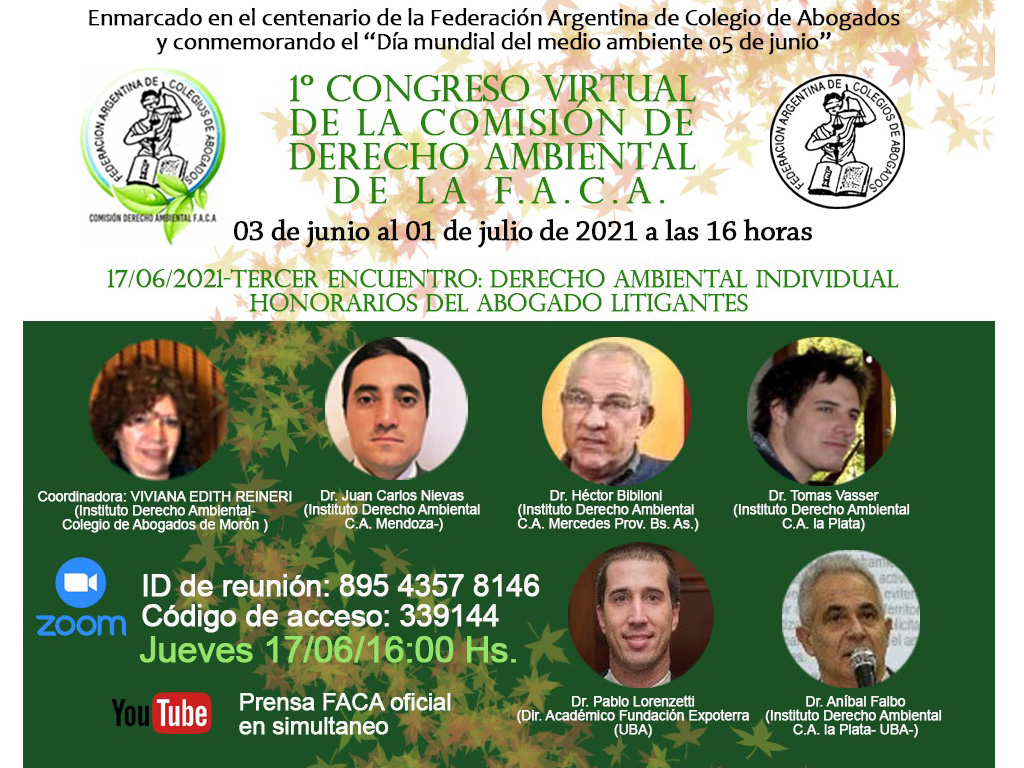 Primer Congreso virtual de la Comisión de Derecho Ambiental de  FACA