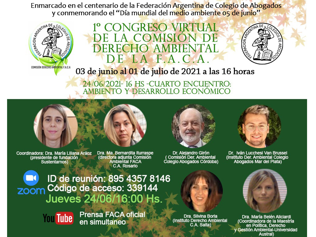 Primer Congreso virtual de la Comisión de Derecho Ambiental de  FACA