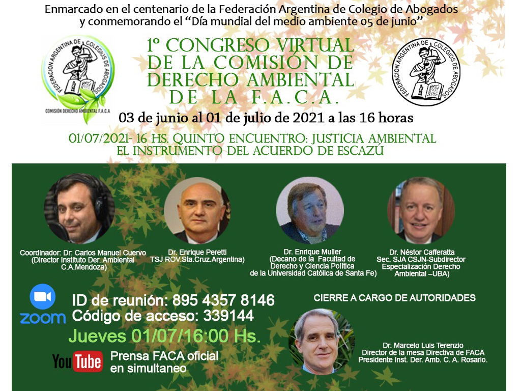 Primer Congreso virtual de la Comisión de Derecho Ambiental de  FACA