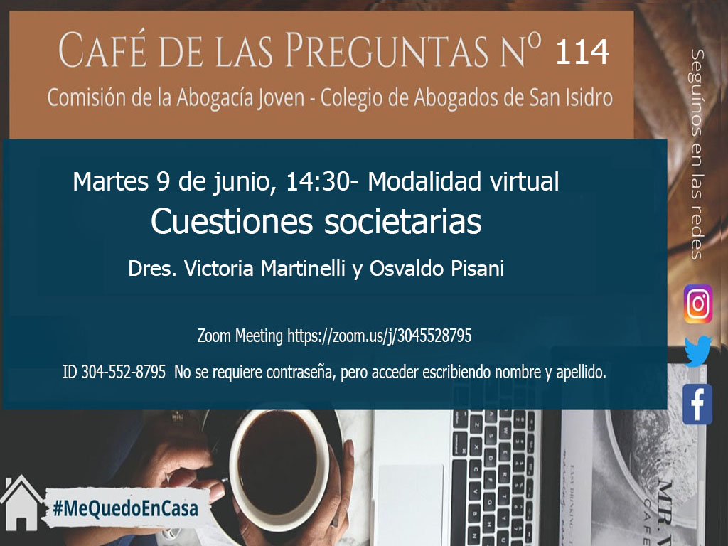 Café de las Preguntas -Virtual- CXIV; Martes 9 de junio