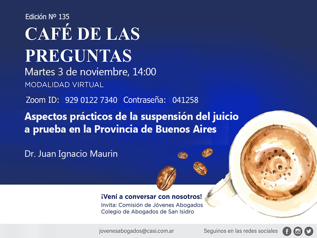 Café de las Preguntas -virtual- CXXXV, 3 de noviembre, 14:00