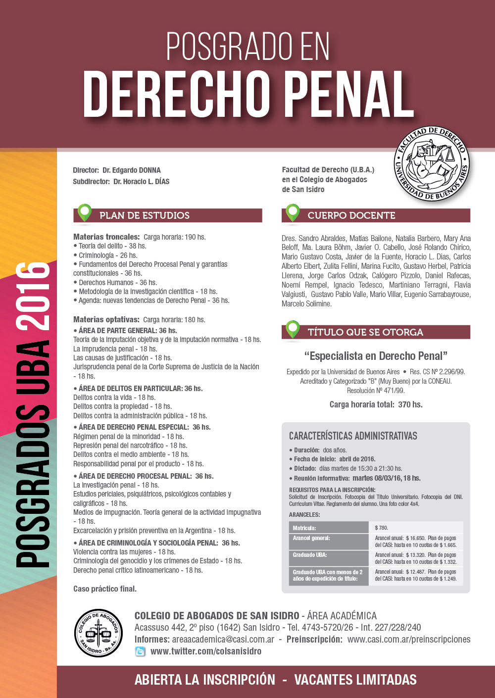 Derecho Penal. Carrera de especialización | Colegio de Abogados de San  Isidro (CASI)
