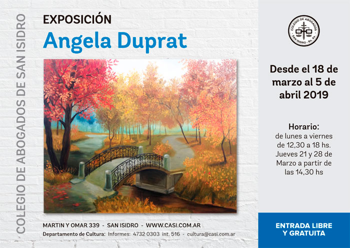 Exposición de Ángela Duprat desde el 18 de marzo