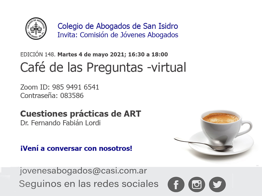 Café de las Preguntas -virtual- CXLVIII: 4 de mayo de 2021, 16:30