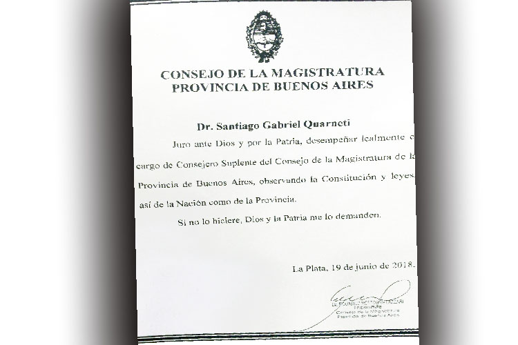 Juramento ante el Consejo de la Magistratura