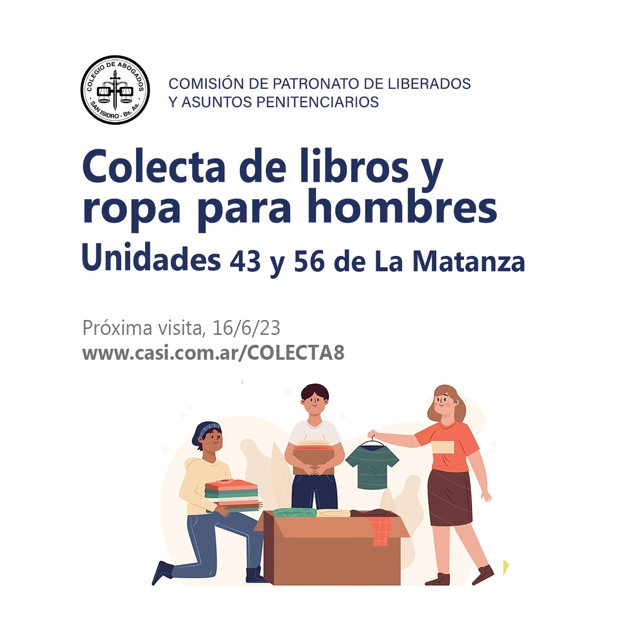 Colecta de libros y ropa para hombres, 16/6/23