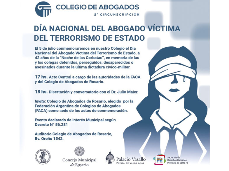 Día Nacional del Abogado víctima del terrorismo de Estado (Rosario, 5 de julio)