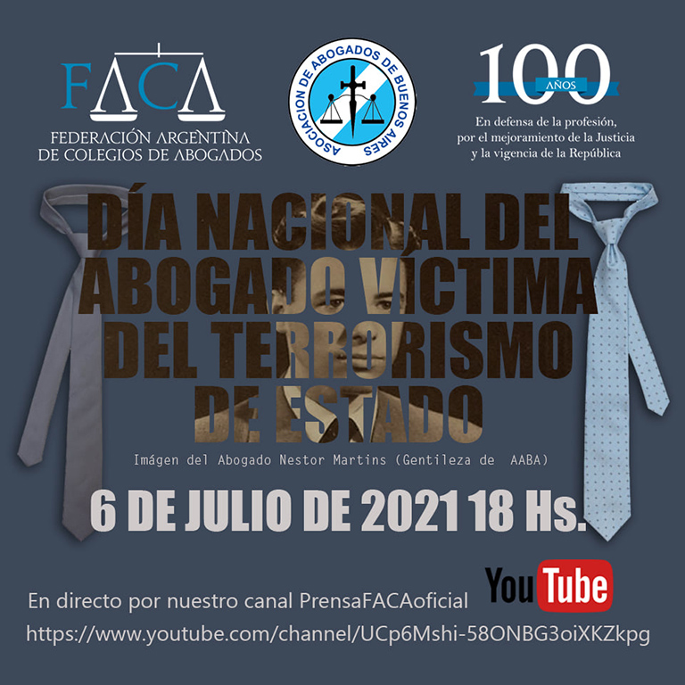 Aniversario 44º de la Noche de las Corbatas. Día Nacional del Abogado víctima del terrorismo de Estado