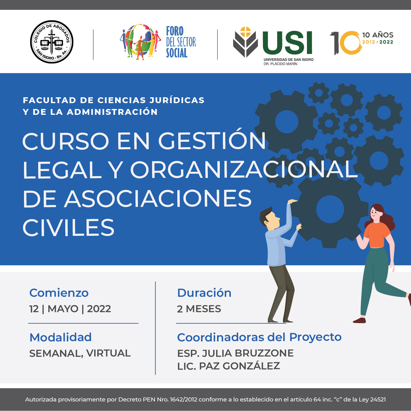 Curso sobre gestión legal y organizacional de Asociaciones Civiles