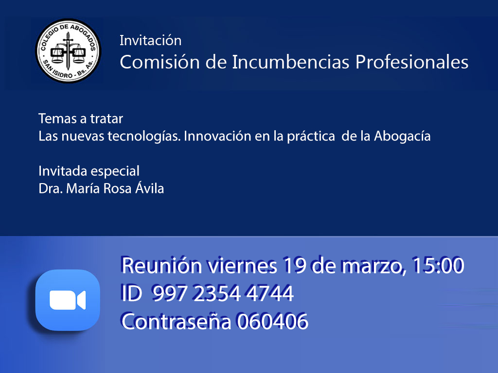 incumbencias profesionales. Reunión: viernes 19 de marzo 2021, 15:00