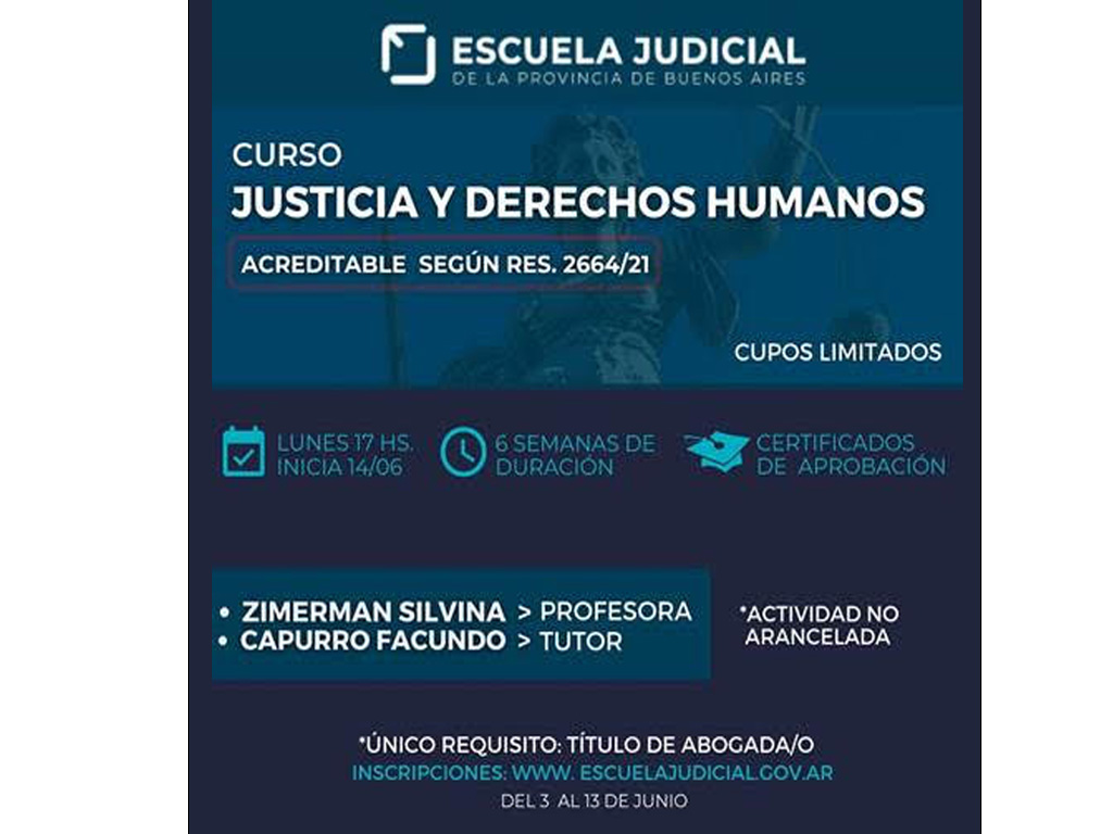 Inscripción: nuevo curso extracurricular. Justicia y derechos humanos