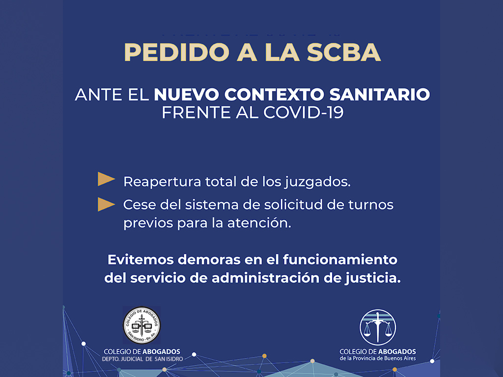 Solicitamos a la SCBA reapertura total de Tribunales, sin turnos