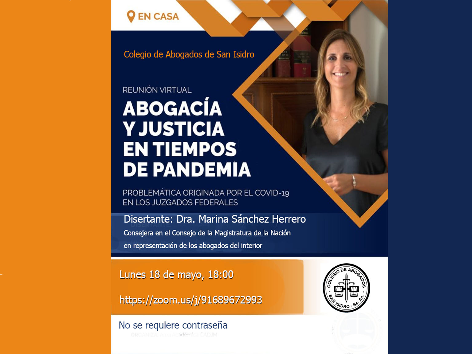 Expondrá la Dra. Marina Sánchez Herrero, lunes 18/5, 18:00