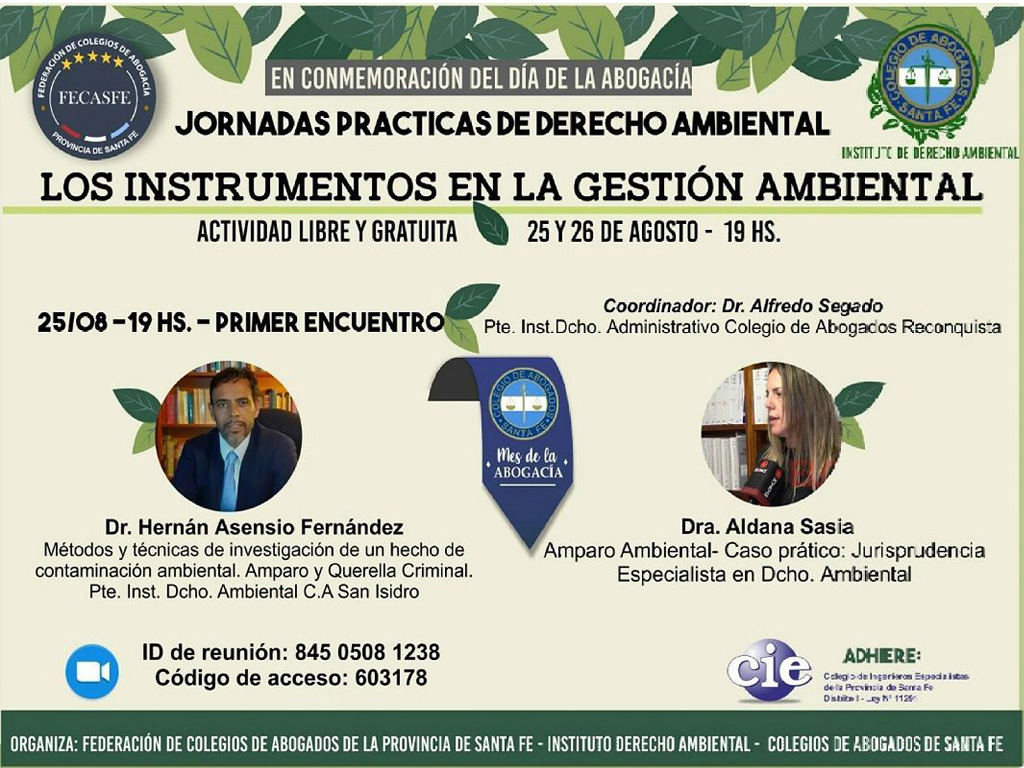 Los instrumentos en la gestión ambiental (Agosto 25 y 26, 19:00)