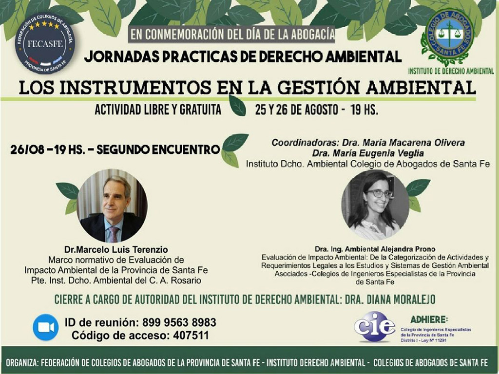 Los instrumentos en la gestión ambiental (Agosto 25 y 26, 19:00)