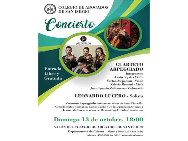 Concierto: Cuarteto Arpeggiado y Leonardo Lucero