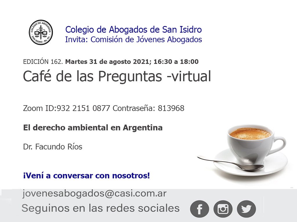 Café de las Preguntas -virtual- CLXII: 31 de agosto de 2021, 16:30