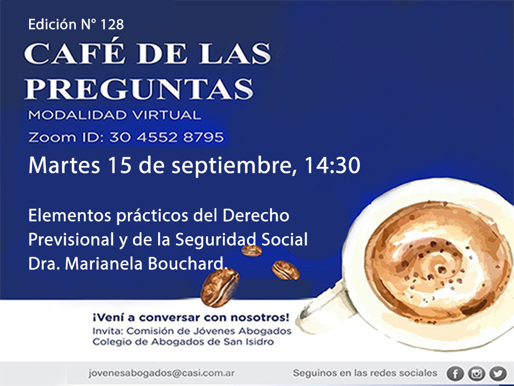 Café de las Preguntas -virtual- CXXVIII, 15 de septiembre