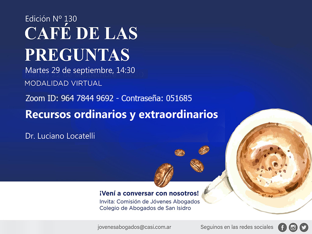 Café de las Preguntas -virtual- CXXX, 29 de septiembre