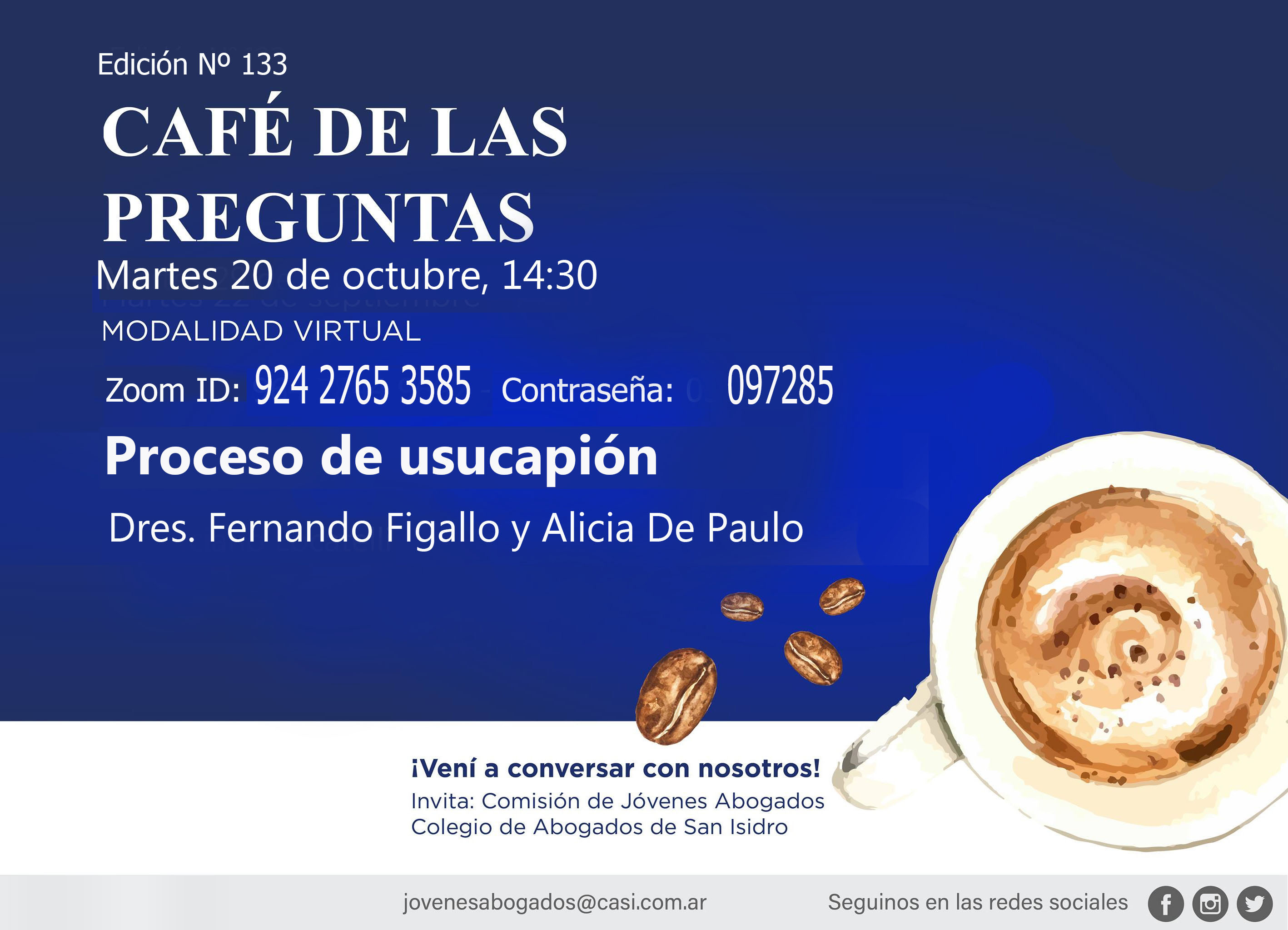 Café de las Preguntas -virtual- CXXXIII, 20 de octubre
