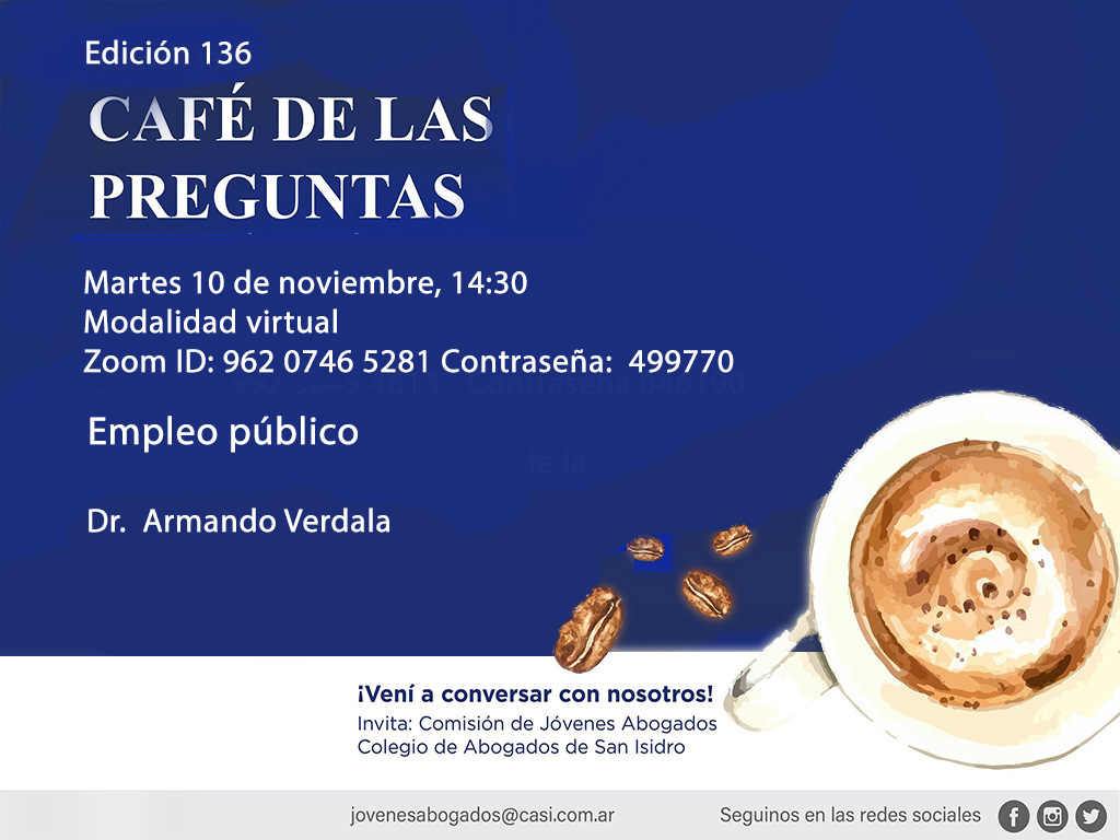 Café de las Preguntas -virtual- CXXXVI, 10 de noviembre, 14:30