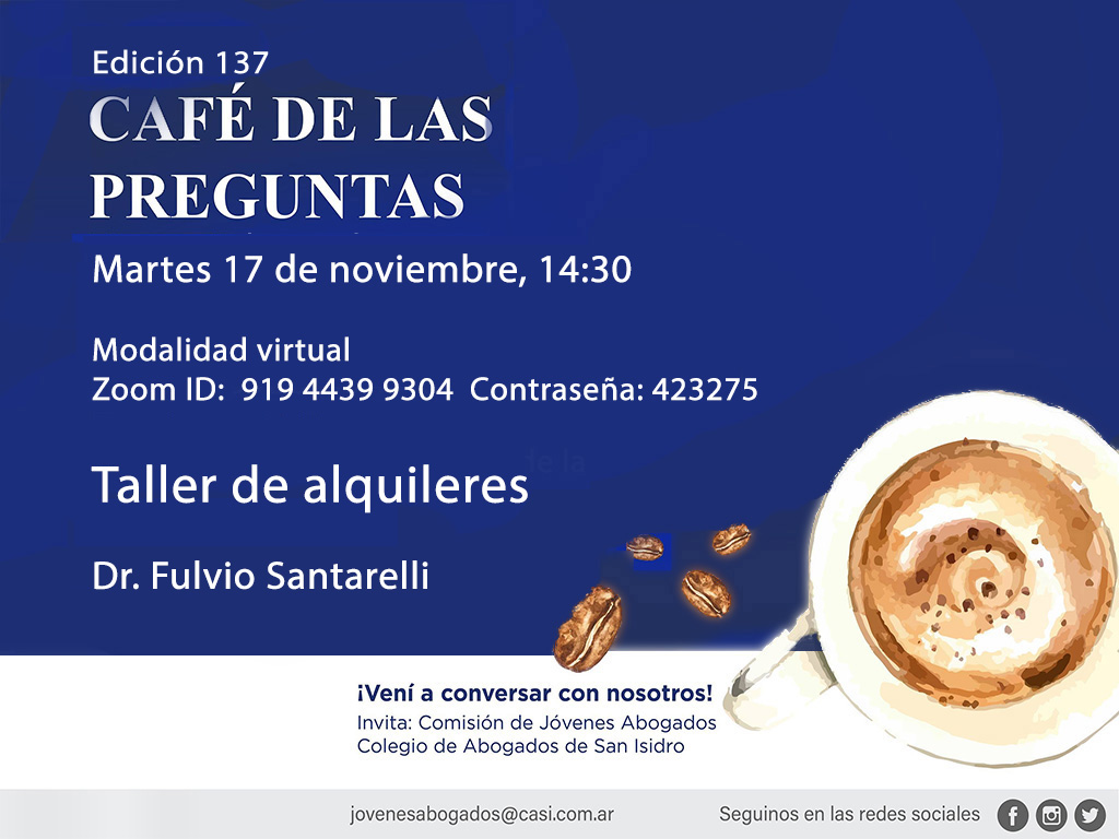 Café de las Preguntas -virtual- CXXXVII, 17 de noviembre, 14:30