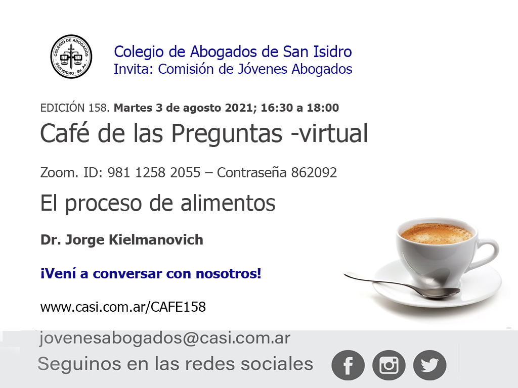 Café de las Preguntas -virtual- CLVIII: 3 de agosto de 2021, 16:30