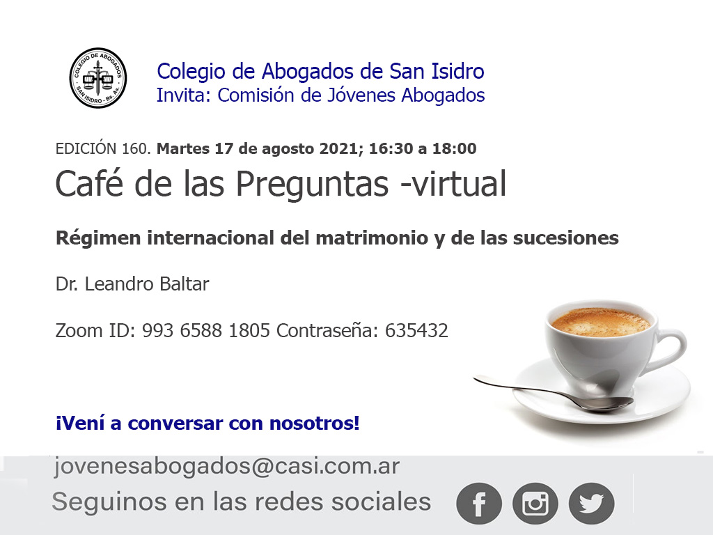 Café de las Preguntas -virtual- CLX: 17 de agosto de 2021, 16:30