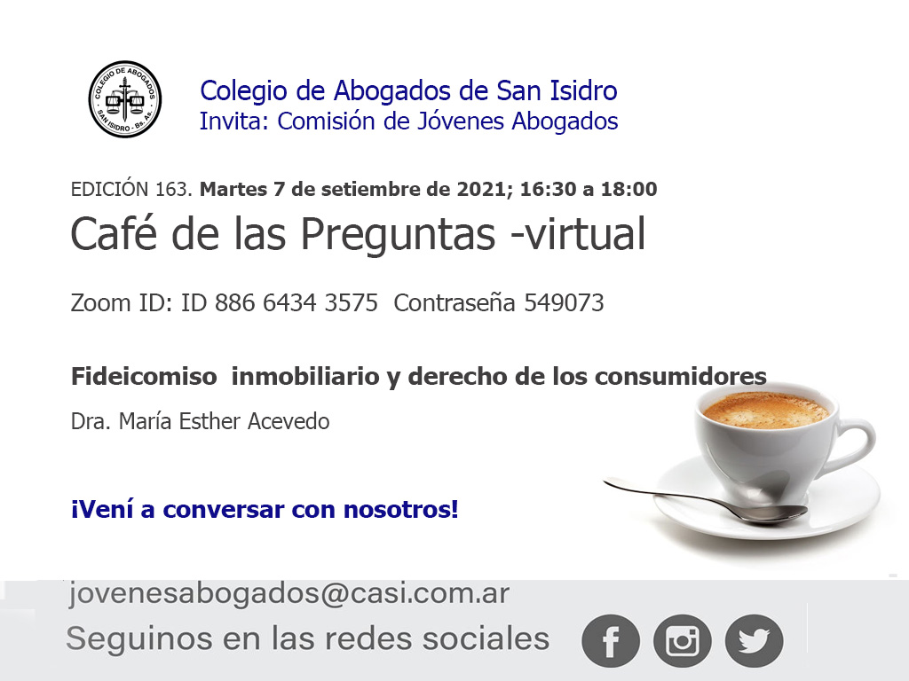 Café de las Preguntas -virtual- CLXIII: 7 de septiembre de 2021, 16:30