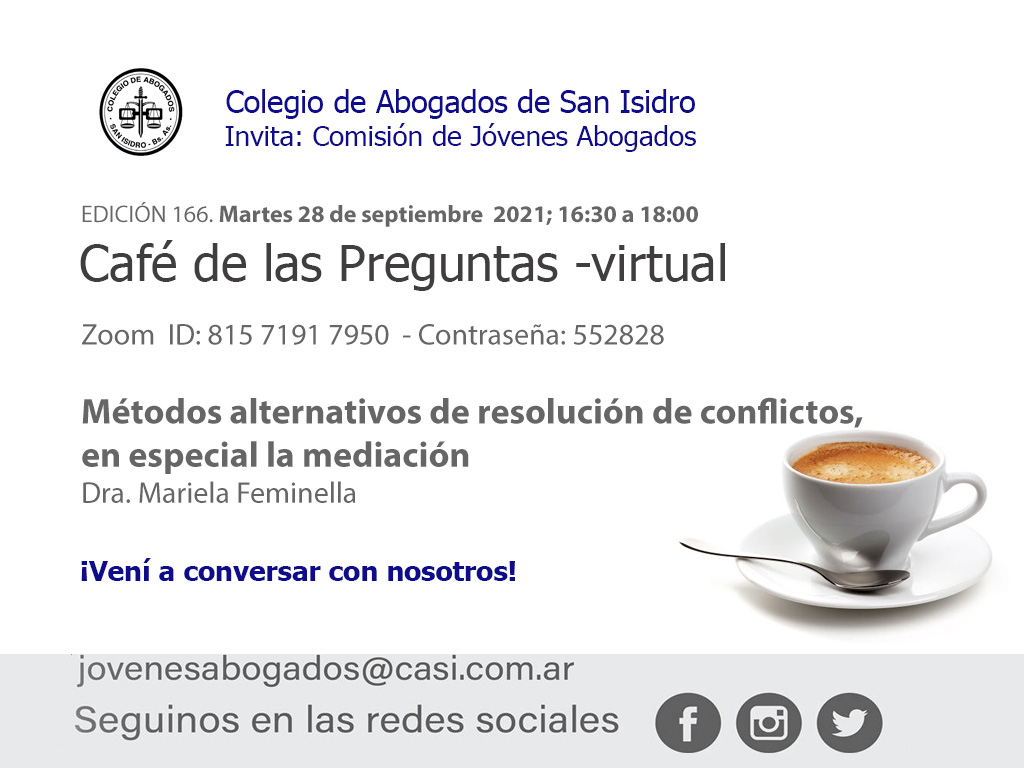 Café de las Preguntas -virtual- CLXVI: 28 de septiembre de 2021, 16:30