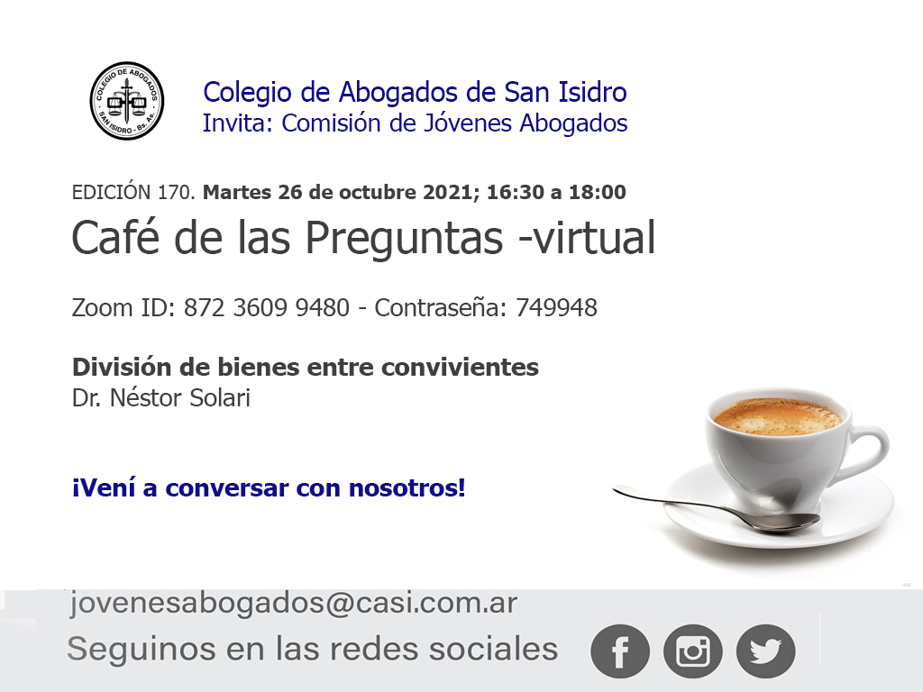 Café de las Preguntas -virtual- CLXX: 19 de octubre de 2021, 16:30