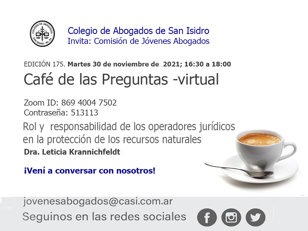 Café de las Preguntas -virtual- CLXXV: 30 de noviembre de 2021, 16:30