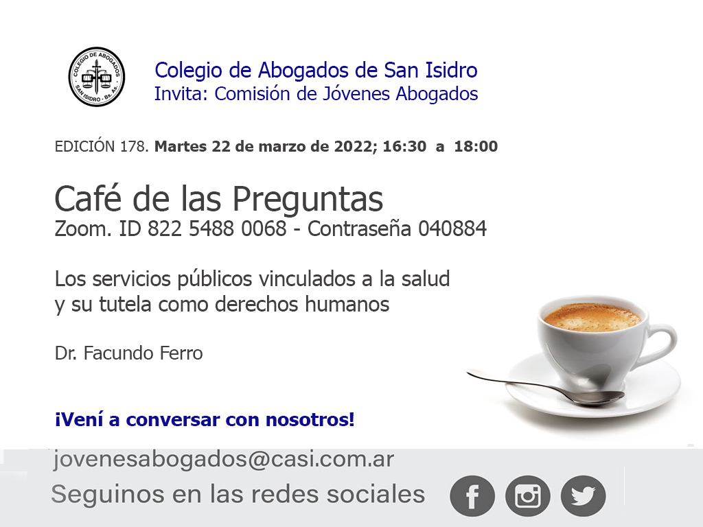 Café de las Preguntas -virtual- CLXXVIII: martes 22/3/22, 16:30
