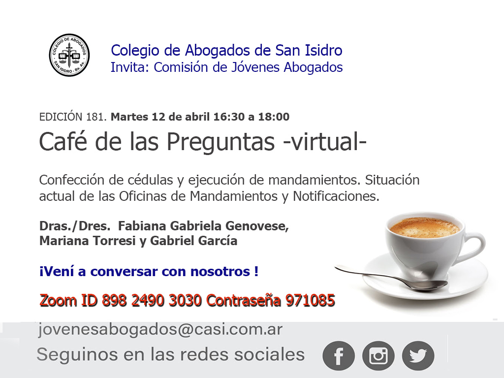 Café de las Preguntas CLXXXI: martes 12/4/22, 16:30