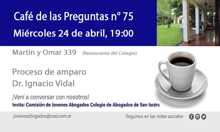 Café de las Preguntas LXXV, miércoles 24 de abril, 19:00