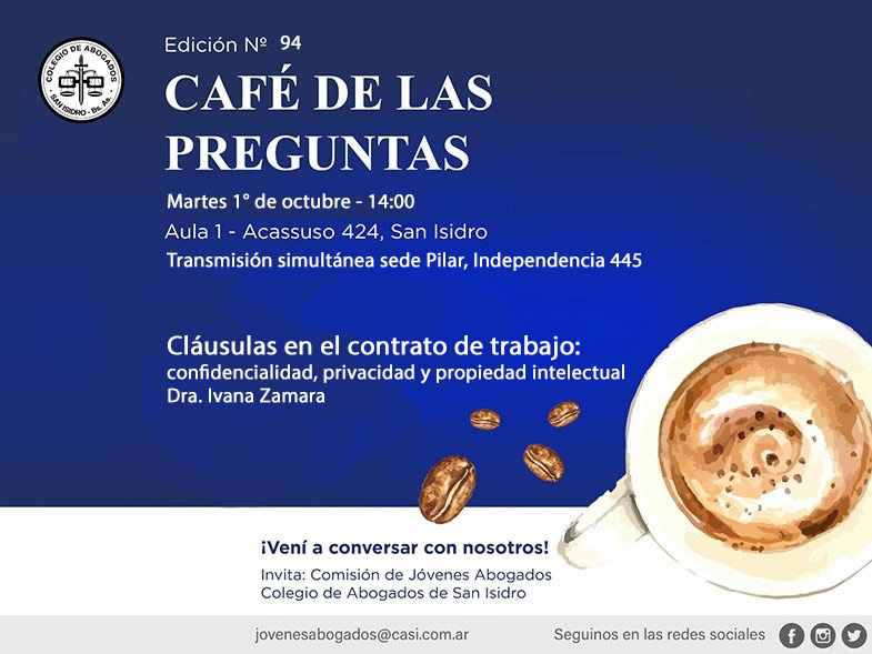 Café de las Preguntas XCIV, martes 1/10. Simultáneo sede Pilar