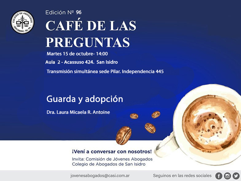 Café de las Preguntas XCVI, martes 15/10. Simultáneo sede Pilar