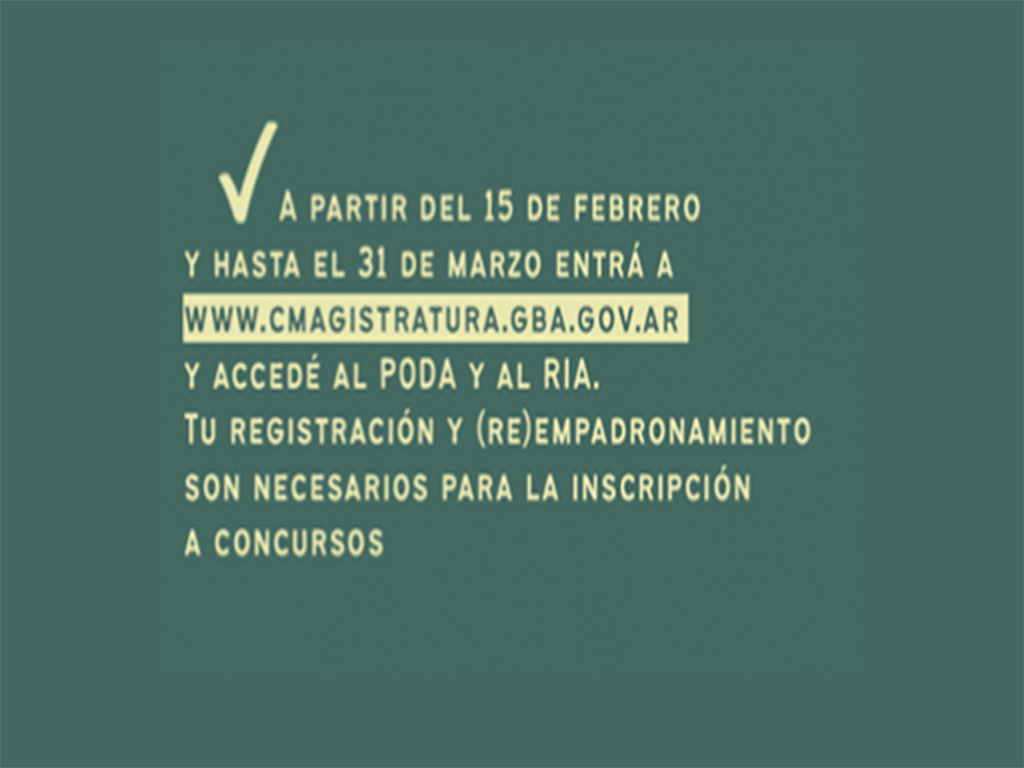 Consejo de la Magistratura. Registro y re empadronamiento obligatorio, 15/2 al 31/3/22