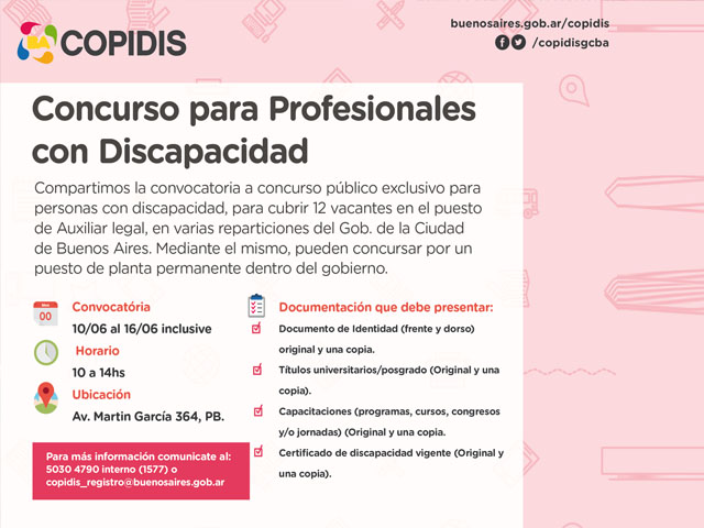 Concurso para profesionales con discapacidad