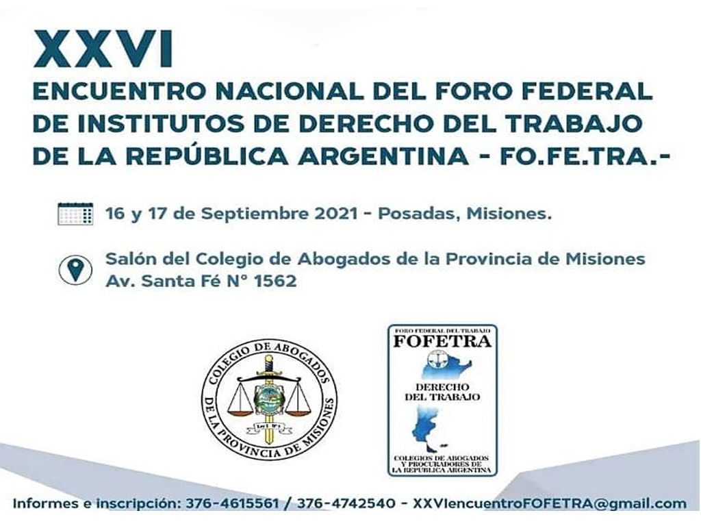 XXVI Encuentro del Foro Federal de Inst. de Der. de Trabajo de la Rep. Argentina 