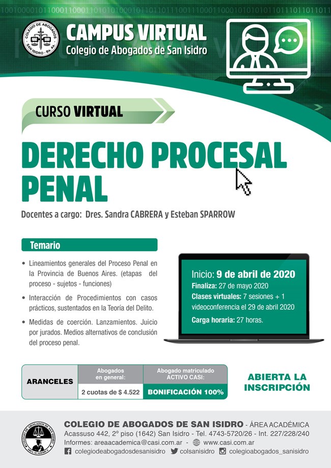 Derecho Procesal Penal. Curso virtual