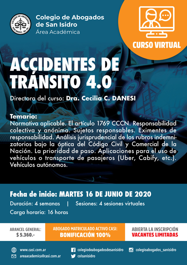 Accidentes de tránsito 4.0. Curso virtual