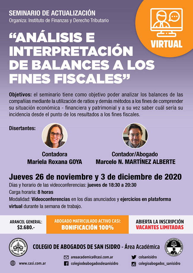 Seminario Virtual: Análisis e interpretación de balances a los fines fiscales